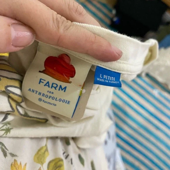 Farm Rio 100% Cotton Tiered Maxi Shirt Dress yellow floral motif Large Petite - Picture 7 of 16